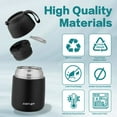 thumbnail image 4 of JUSTLET 17 oz Insulated Stainless Steel Food Jar, Thermos W/ Folding Spoon and Cup, Black, 4 of 9