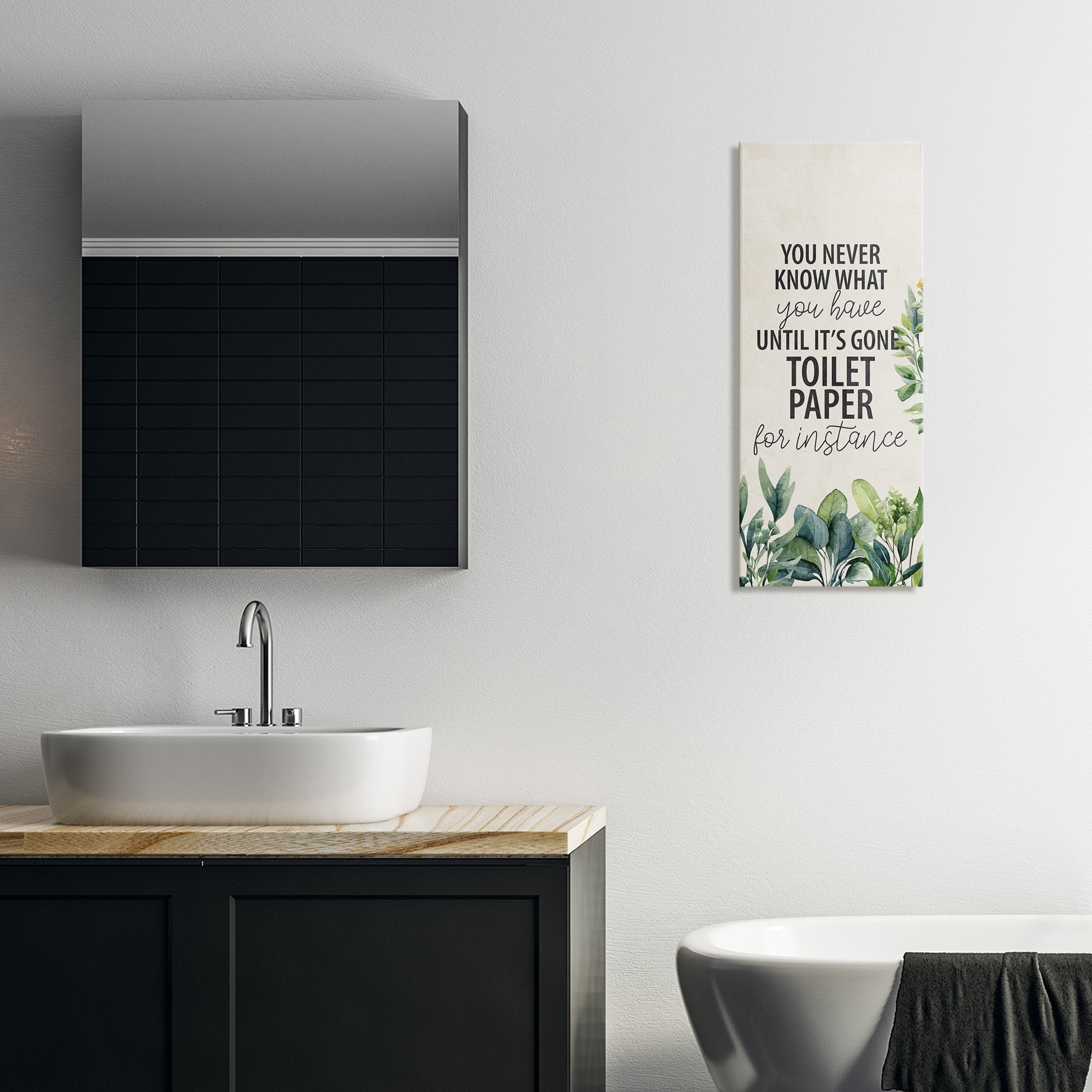 Stupell Industries Never Know Until Gone Bath & Laundry Painting Wrapped Canvas Art Print Wall Art, 13 x 30