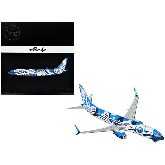 Boeing 737-800 Commercial Aircraft Alaska Airlines Salmon People Livery "Gemini 200" 1/200 Diecast Model Airplane by GeminiJets