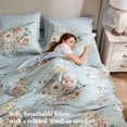 thumbnail image 6 of Full Size Bed In A Bag, 7-Piece Full 7 Piece Vintage-inspired Collection floral print,Soft Blue, Blue Multi Cotton Bedding Set,Polyester Bed Sheet Set, Household Supplies & Décor Bedding Bedding Sets, 6 of 21