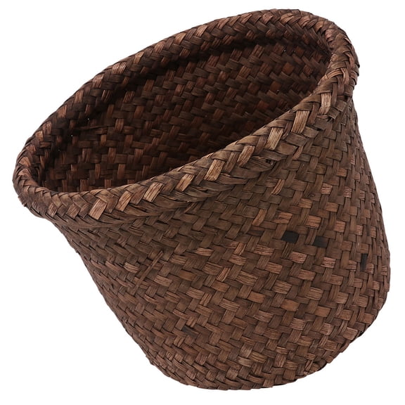 FESTFENDS Seagrass Woven Decorative Waste Basket, Sea Grass Trash Bin for Home and Office, 1 Set