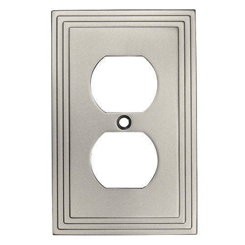 Cosmas 25026SN Satin Nickel Single Duplex Electrical Outlet Wall Plate/Cover