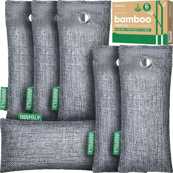 Innmily Shoe Odor Control, Bamboo Charcoal Air Purifying Bags & Sneaker Deodorizer, Unscented, 6 Pack