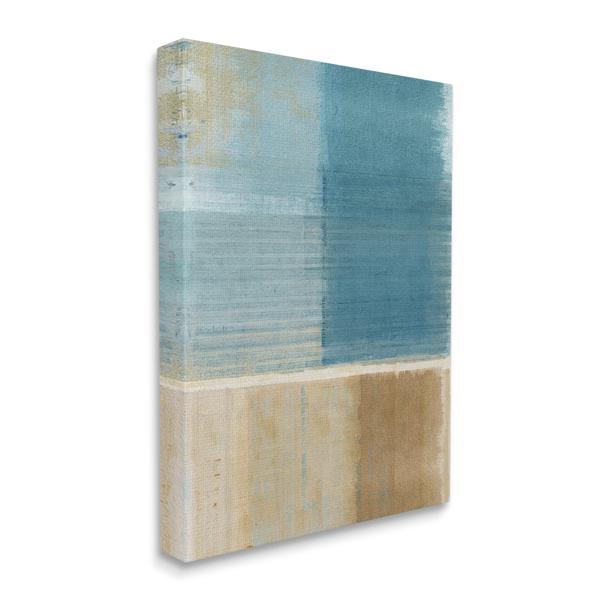 Stupell Industries Blue & Brown Painting Abstract Painting Gallery Wrapped Canvas Art Print Wall Art, 36 x 48