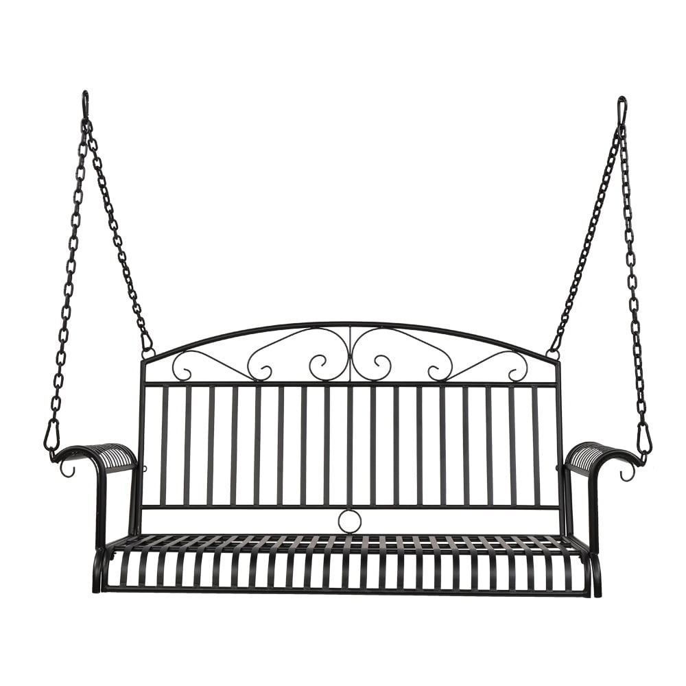 Lowestbest Classic Porch Swing, Metal Double Swing Chair with Curved Armrests for Gardens & Yards, Black(Not included Swing frame) Lowestbest Classic Porch Swing, Metal Double Swing Chair with Curved Armrests for Gardens & Yards, Black(Not included Swing frame)