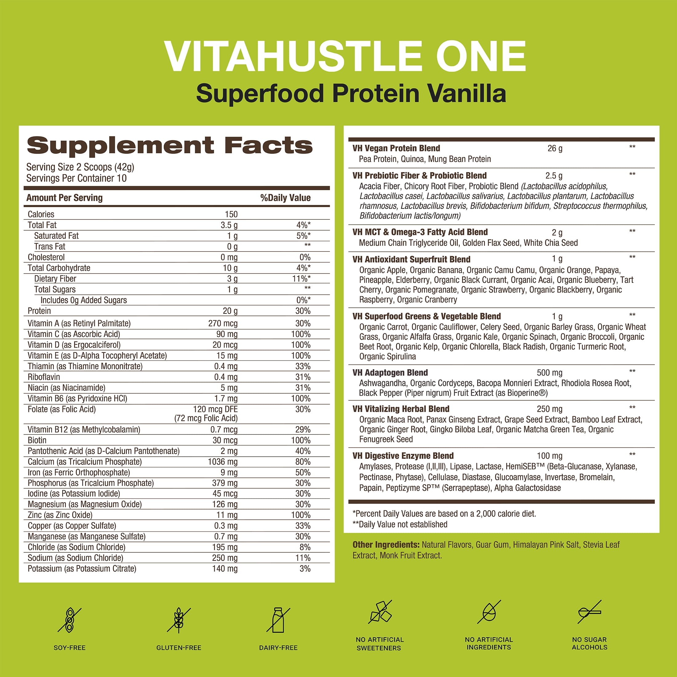 One Superfood Protein + Greens, All-in-One Nutrition Shake, 20g Plant Protein, Vanilla,10 Servings