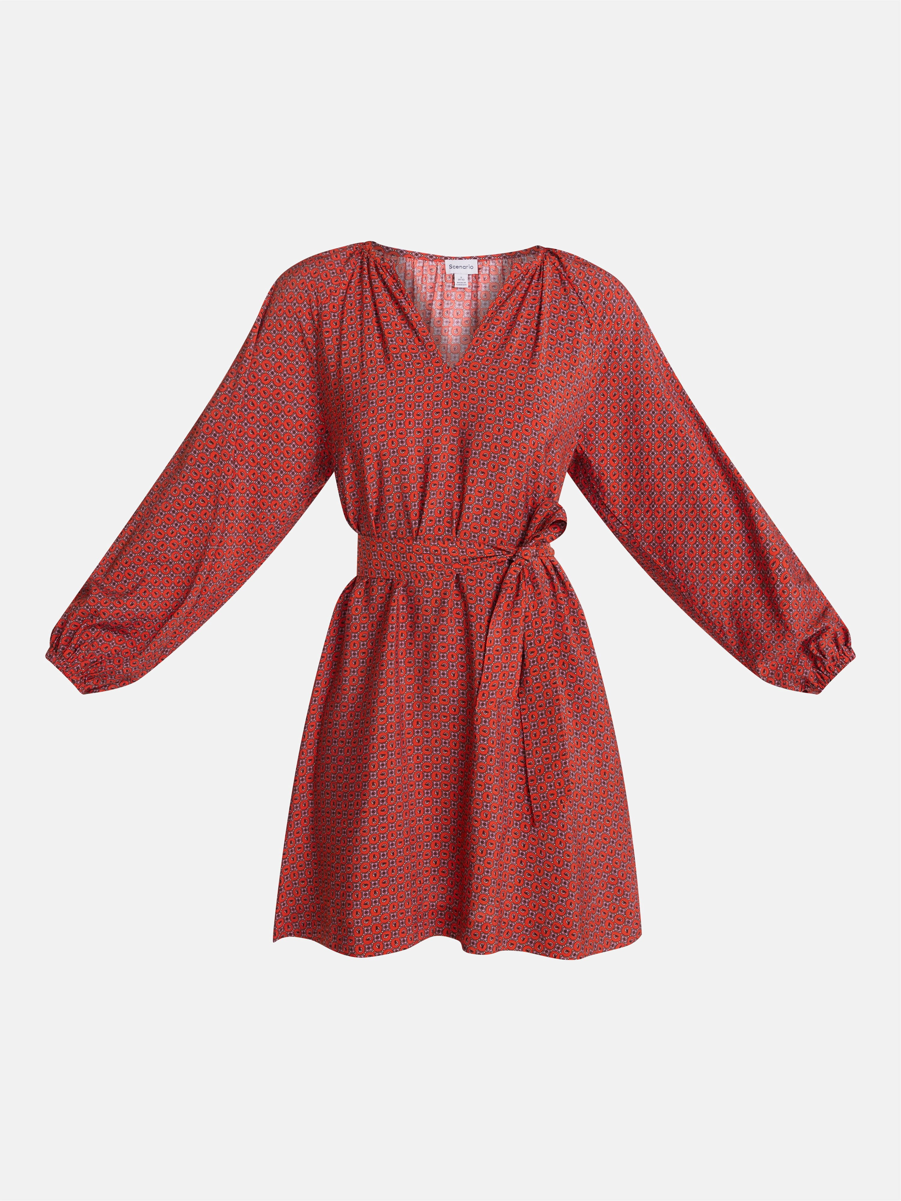 Scenario Women's and Women's Plus Mini Dress with Long Balloon Sleeves, Sizes XS-4X