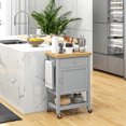 thumbnail image 2 of HOMCOM Chariot de Cuisine sur Roulettes avec Porte-Serviettes, Tiroir, Tablette et Armoire, 2 of 10