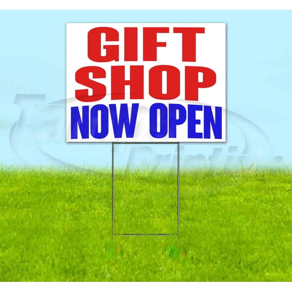 Gift Shop Now Open (18" x 24") Yard Sign, Includes Metal Step Stake