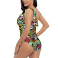 thumbnail image 5 of Yiaed Color Summer Print Women One Piece Swimsuits Tummy Control One Shoulder Bathing Suits Pattern Ruffle Swimwear-XX-Large, 5 of 8