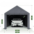thumbnail image 3 of 10x20FT Heavy Duty Carport, Portable Garage with Removable Sidewalls and Doors for Car, Truck, SUV, UV Resistant Waterproof Carport Canopy for Outdoor, All-Season Tarp for Car (Beige), 3 of 7