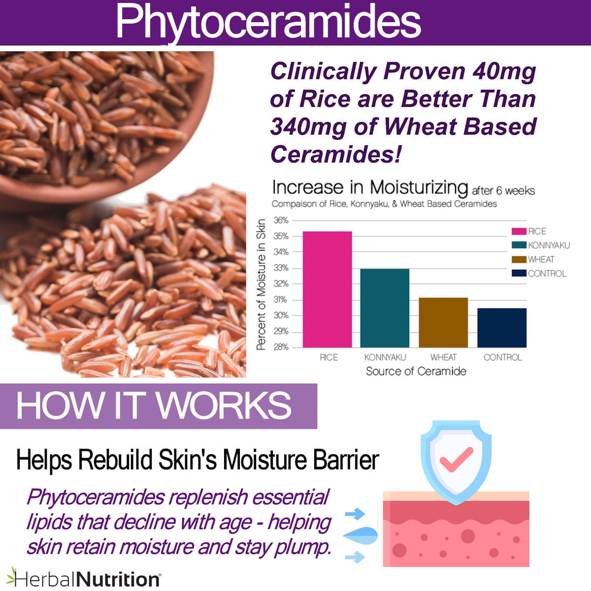 Phytoceramides from Rice with Biotin - 3 60 Ct. Bottles - Younger Looking Skin Guaranteed!