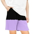 thumbnail image 2 of Tdoqot Girls Athletic Shorts with Pockets- Soft Color Block Casual Summer Active Running Shorts Purple Size 9-10, 2 of 5