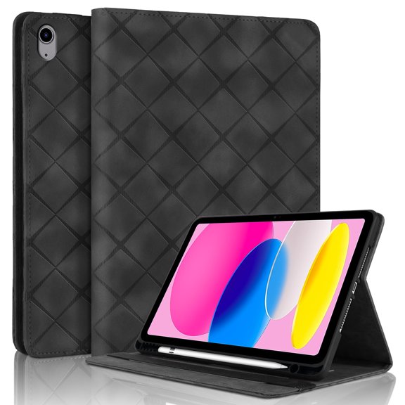 Allytechgroup Case for iPad (A16) 11th Generation 11 Inch (2025), iPad 10th Generation 10.9 Inch (2022) Case, Built-in Soft TPU & Pen Slot Elastic Band Flip Case Auto Wake/Sleep for Women Men, Black