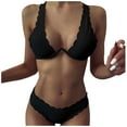 thumbnail image 1 of WREESH Lady Women Solid Color Push-Up Padded Bra Bikini Beach Set Swimsuit Swimwear, 1 of 2