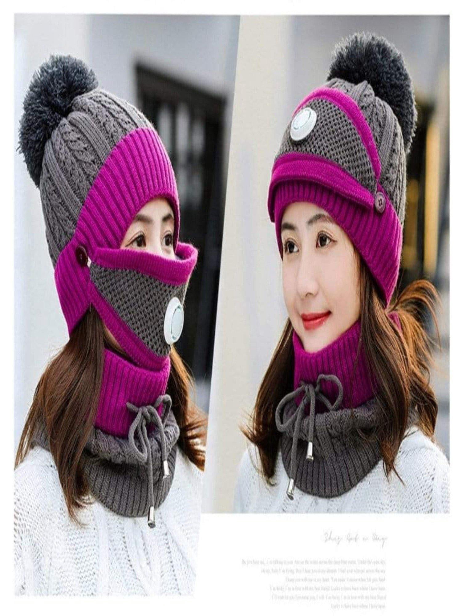Women 3pcs Winter Hat Set For The Cold Weather