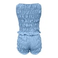 thumbnail image 4 of Short Sets for Women Smocked Loungwear Sleeveless Tiered Ruched Tank Top and Shorts 2 Piece Matching Set Y2k Going out Sets, 4 of 5