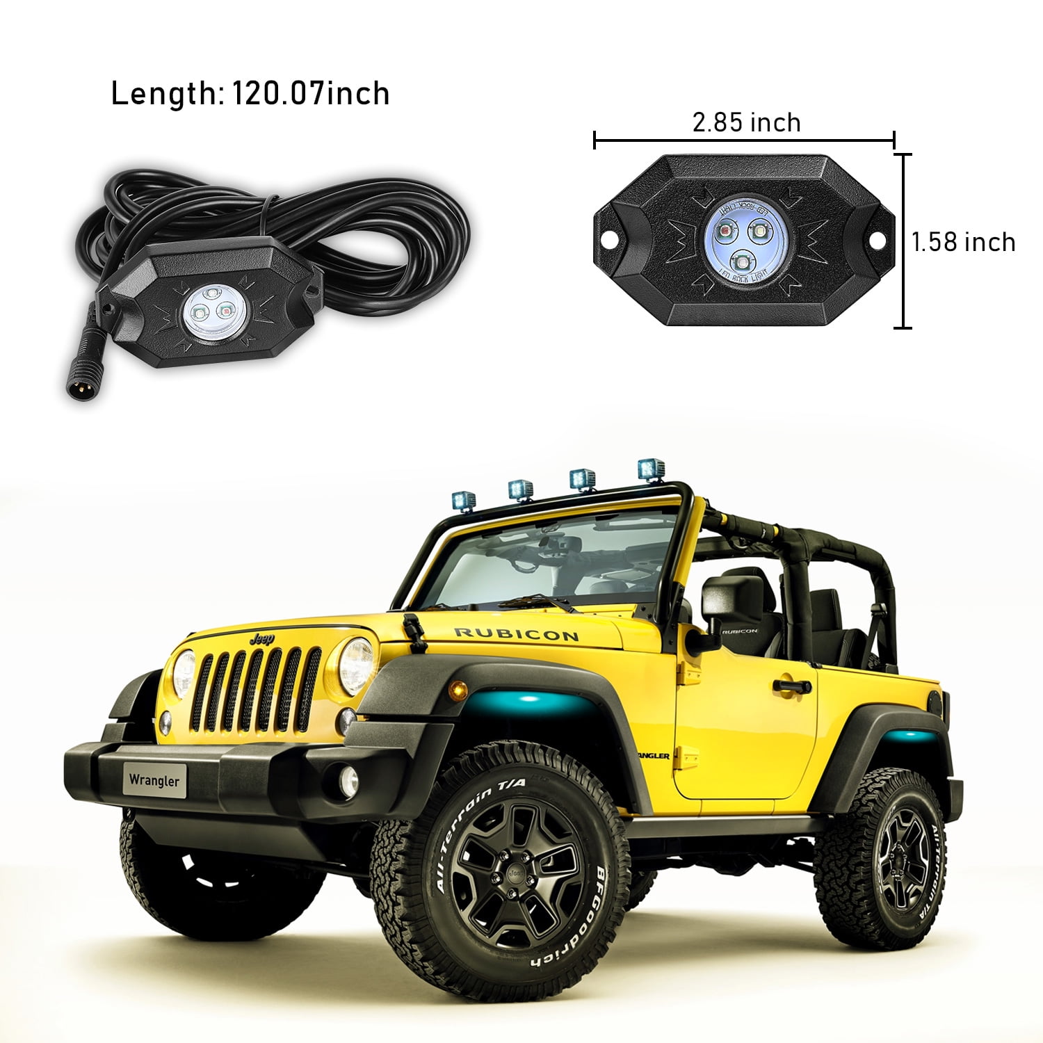 8 Pods RGB LED Rock Lights Wireless APP Control Music Mode Waterproof for Truck UTV ATV