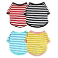 thumbnail image 1 of Ropa de verano para perros de 4 piezas, ropa para mascotas, camiseta con cuello redondo a rayas para perros 1419, 1 of 6