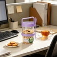 thumbnail image 4 of Vaso de plástico portátil para desayuno con cuchara | Envase para cereales, yogur y leche | Recipiente de dos niveles a prueba de fugas para separar alimentos secos y húmedos, 4 of 6