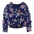 thumbnail image 1 of GUESS Womens Eliza Surplice Kimono Top Blouse, Blue, X-Small, 1 of 1