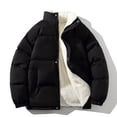 thumbnail image 2 of IROINNID Men's Long Sleeve Round Neck Puffer Stand Collar Mid-Length Jacket Solid Color Leisure Stand Collar Windproof Keep Warm Jacket Coats, 2 of 5