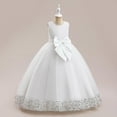 thumbnail image 5 of Girls Summer Dress Kids Sleeveless Sequin Big Bow Praty Gown Formal Princess Dress Dresses for Girls White 11-12Years, 5 of 7
