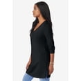 thumbnail image 3 of Roaman's Women's Plus Size Cotton Ultimate Long Sleeve V-Neck Tunic, 3 of 6