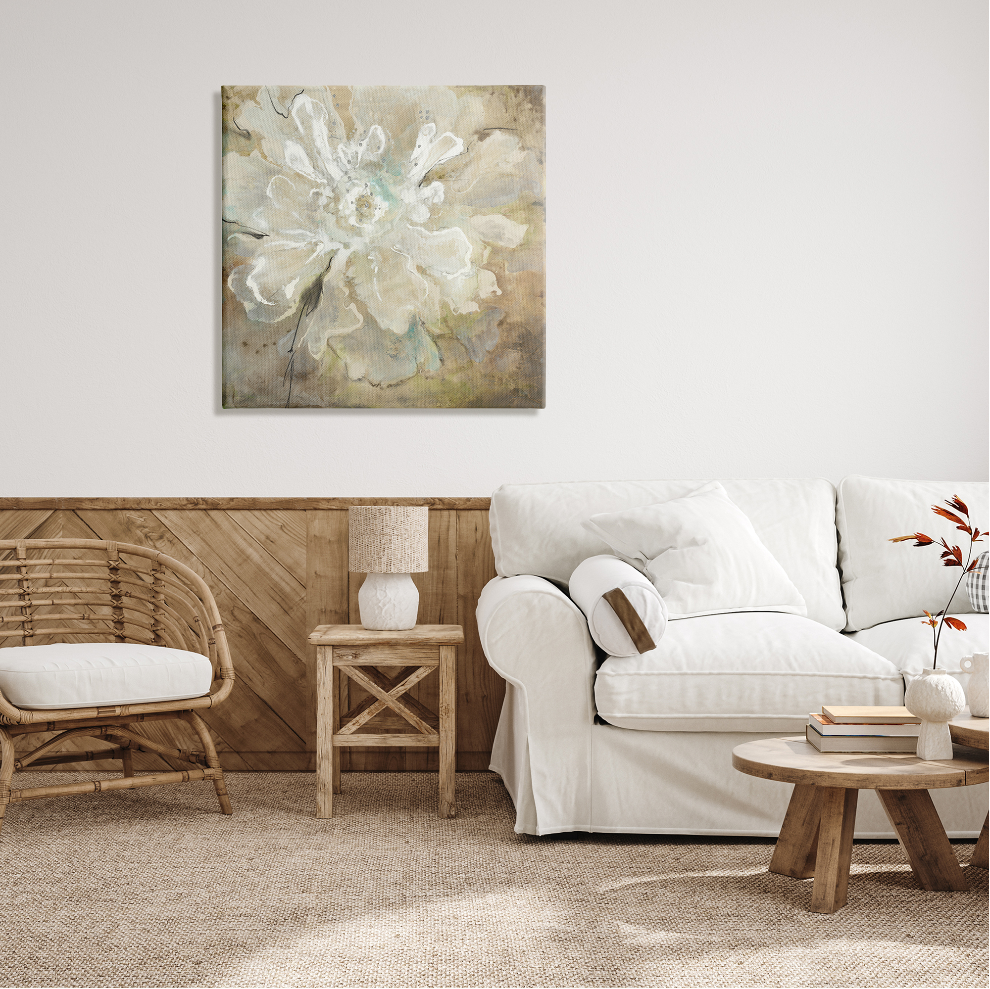 Stupell Industries Rustic Brown Flower Botanical & Floral Painting Gallery Wrapped Canvas Print Wall Art, 30 x 30