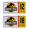 Jurassic Park | 1993 Jeep Wrangler Sahara | #12 + #18 | Metal Stamped Replica Prop License Plate Combo