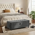 thumbnail image 6 of 46" Storage Ottoman Bench with Hidden Compartment & Side Pocket,400 lbs Capacity,Safety Hinge,Multi-Functional End of Bed/Entryway Storage,Gray, 6 of 10