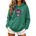 thumbnail image 2 of Molidfa Womens Rose Skull Hoodie Graphic Oversized Halloween Pullover Sweatshirt, 2 of 5