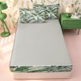 thumbnail image 4 of Erosebridal Fresh Jungle Leaf Print Zipper Twin Comforter Sets with Fitted Sheet and 2 Pillowcases,Palm Banana Frond Zipper Bedding Set,Sage Cream,4-Piece,Grey Reversible, 4 of 6