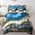 thumbnail image 1 of YST Marble Aesthetic 7pcs Comforter Set, Black and Gold Marble Queen Size Comforter Set, Abstract Aesthetic Metallic Bed Set, 1 of 4