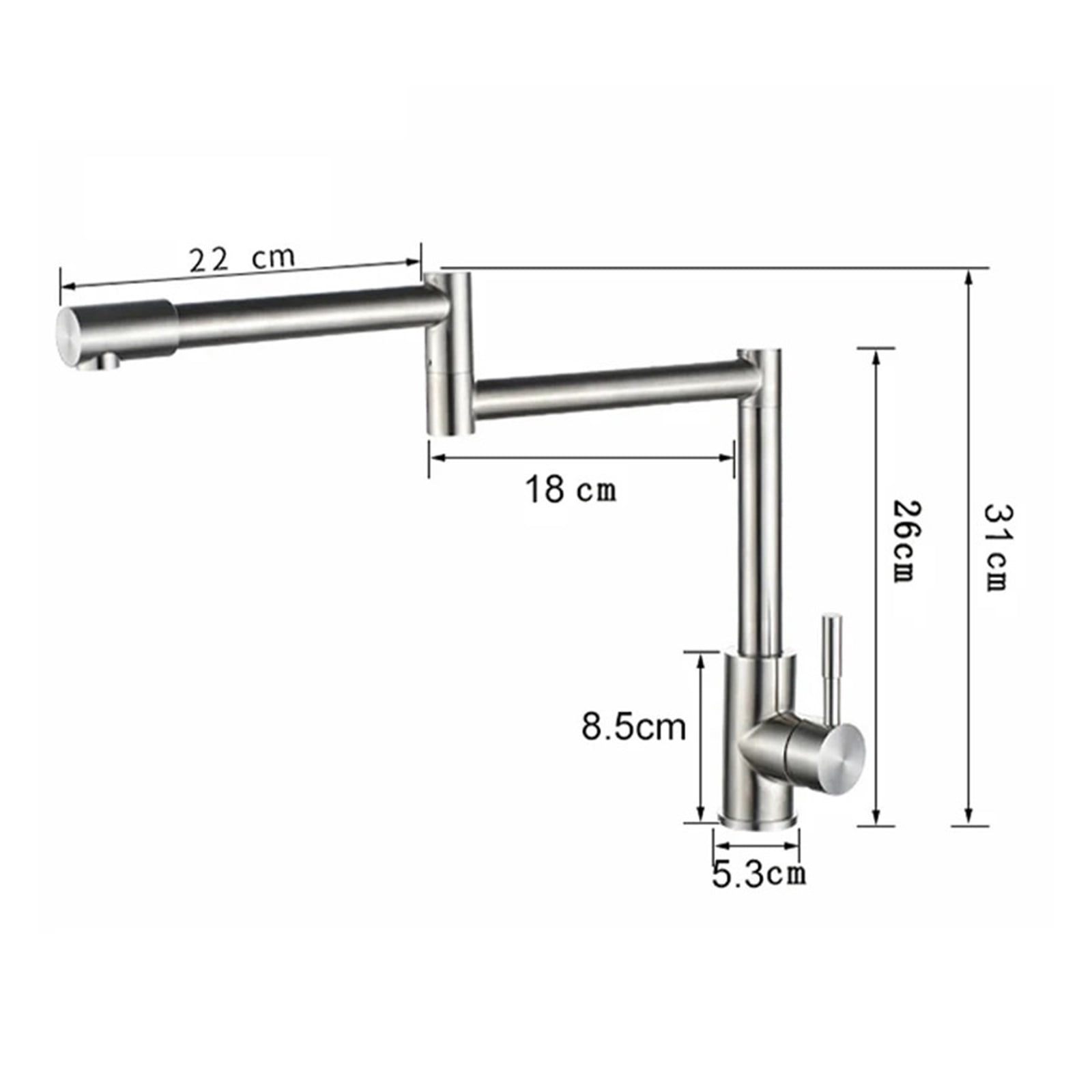 Kitchen Faucet 720 Degree Swivel Stainless Steel Sink Faucet Universal Single Handle Hot and Cold Mixer Folding Bar Faucet