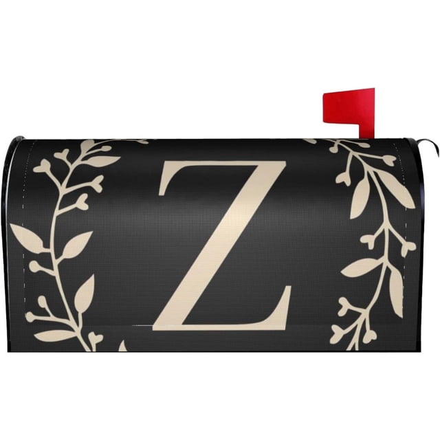Classic Monogram Letter Z Mailbox Cover Magnetic Standard Size Waterproof Letter Post Box Cover Wrap Oversize Decoration Welcome Home Garden Outdoor 21" Lx 18" W