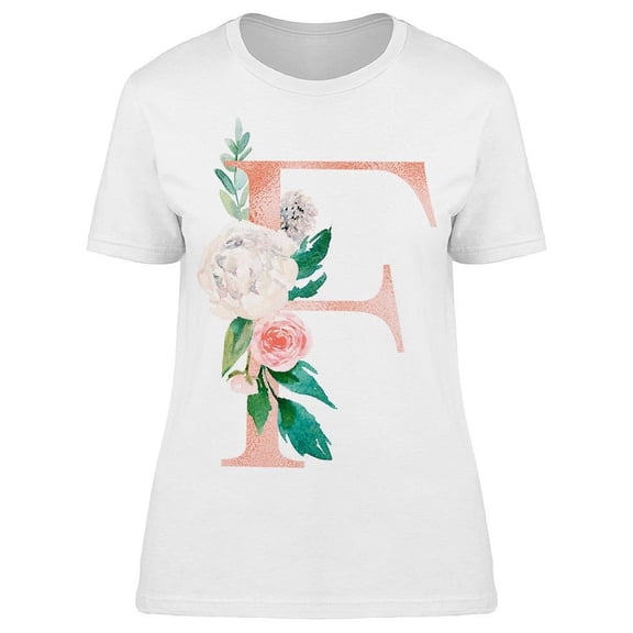Letter F, Flower T-Shirt Women -Image by Shutterstock, Female XX-Large