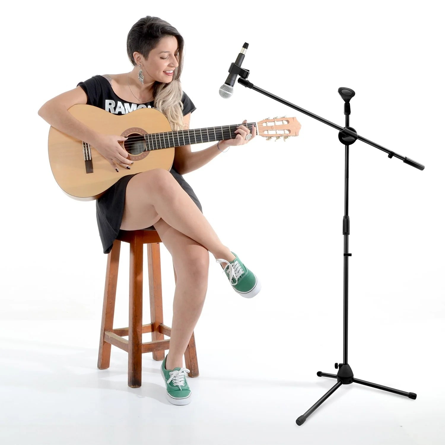 10 MR DJ MS500 Heavy Duty Telescoping Microphone Mic Boom Stand, Tripod Cast Base