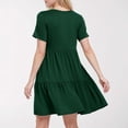 thumbnail image 4 of JLFKNG Leisure Womens Dresses Crew Neck Short Sleeve Casual Rufflef Dress Simple Solid Color Breathable Loose Fit Dresses Comfy Womens Sundress, 4 of 6