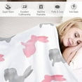 thumbnail image 4 of Cute Easter Bunny Fleece Throw Blanket Soft Pink Gray Rabbit Lightweight Flannel Plush Fuzzy Air Conditioning Blankets for Bed Sofa Couch Livingroom Car Travel 50X60 in, 4 of 6