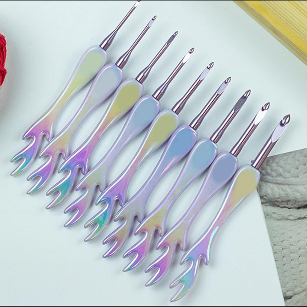 Giaone Sturdy Acrylic Crochet Hook Set Elegant Color Large Handle For Knitting And Crafting