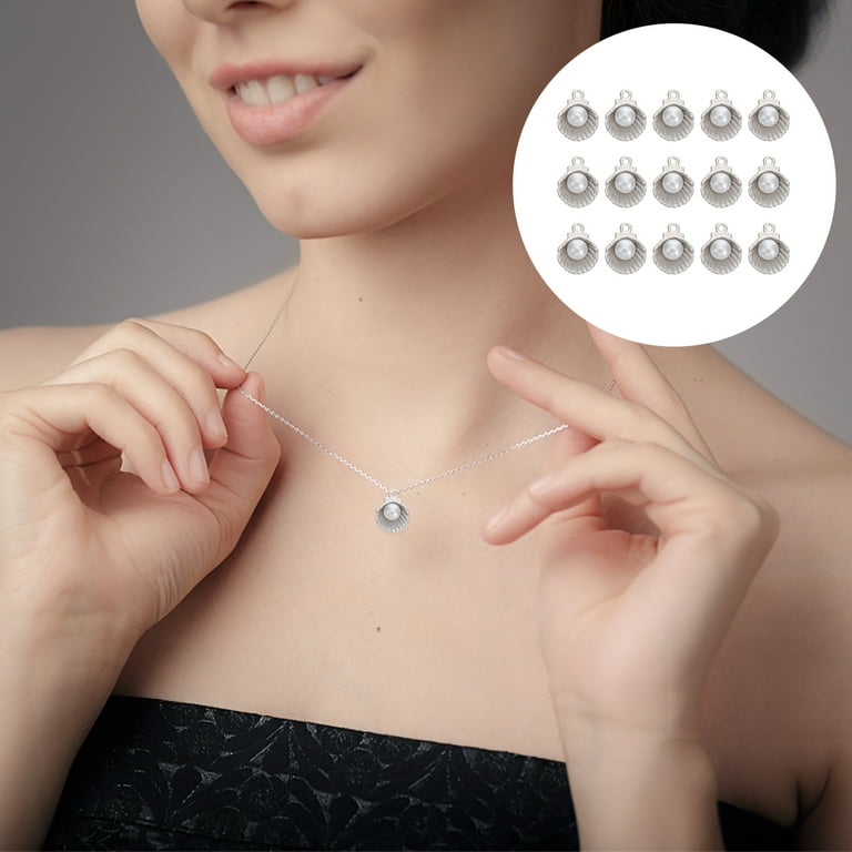 15Pcs Shell Pearl Charms Enamel Clam Shell Pendants DIY Ear Jewelry  Accessories 