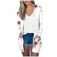 thumbnail image 2 of Cárdigan informal de manga larga con estampado para mujer, blusa holgada e informal de poliéster, 2 of 5