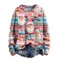 thumbnail image 4 of Ugly Christmas Sweatshirt for Women Crewneck Cute Holiday Santa Print Long Sleeve Pullover Shirt Funny Xmas Outfits, 4 of 4