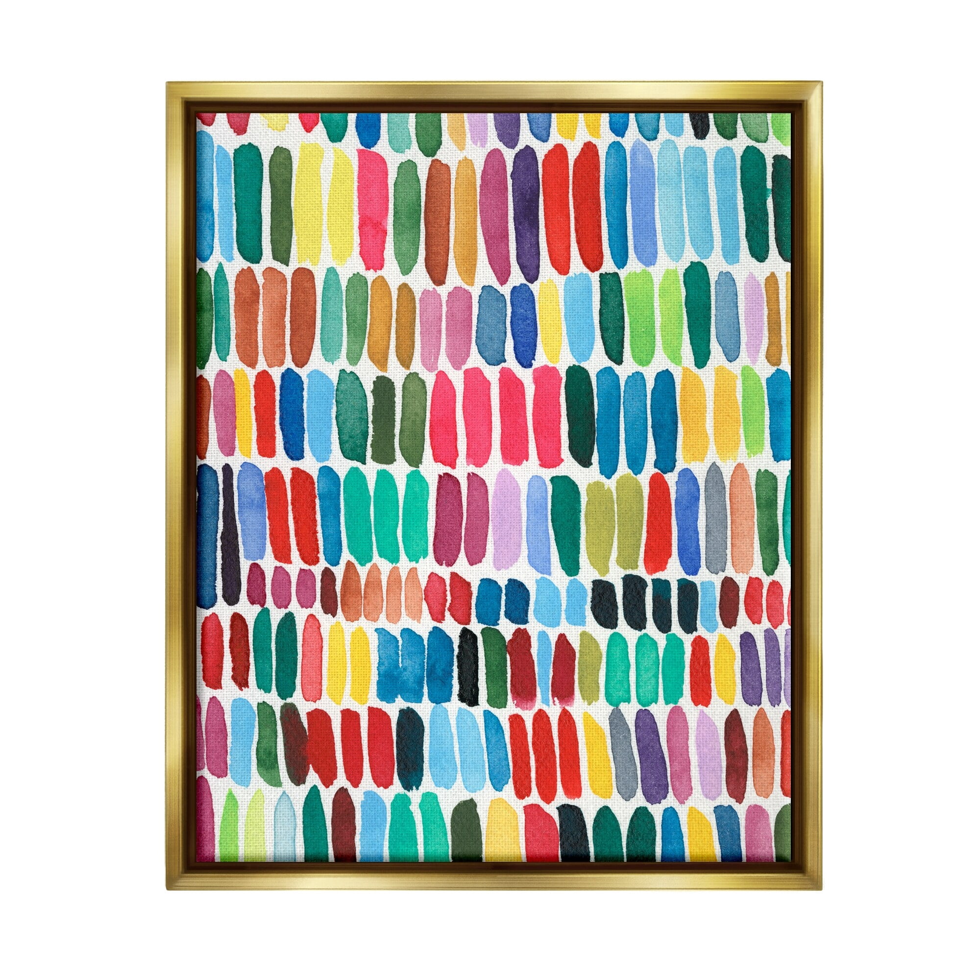 Stupell Industries Varied Rainbow Lines Abstract Pattern Watercolor Detail Painting Metallic Gold Floating Framed Canvas Print Wall Art, Design by Regina Moore