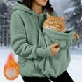 thumbnail image 2 of TAmten Women's 3 in 1 Pet Wearing Jacket, Thickened Fleece Winter Coat, Warm Full Zip Cat Carrier Hoodie Gift for Cat Owners|M, 2 of 9