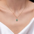 thumbnail image 3 of ANGARA Lab Grown 1.5 Ct Oval Emerald Drop Pendant with Diamond Halo for Women in 14K Rose Gold (Size-9x7mm) | May Birthstone, Anniversary, Jewelry Gift for Women | Lab-Grown Emerald Necklace, 3 of 9