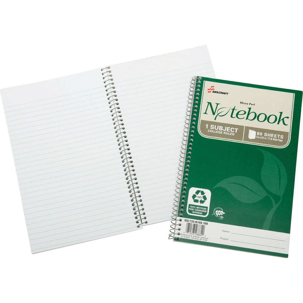 SKILCRAFT, NSN6002017, 1 Subject Spiral Notebook, 3 Per Pack Walmart