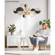 Large Wall Clock Battery Operated,Modern Silent Non-Ticking Metal Wall Art,Horizontal or Vertical Hanging for Living Room, Office, or Entryway (34)(34)