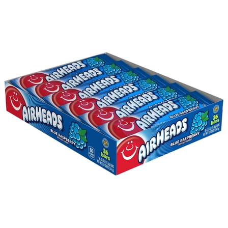 Airheads Blue Raspberry – 36 Count Box of 0.55 oz Chewy Fruit Candy Bars